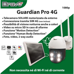 BRAVO GUARDIAN PRO LUX 4G TELECAMERA C/PANNELLO SOLARE MOTORIZZATA DA ESTERNO